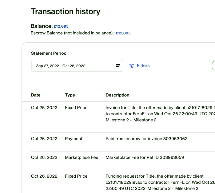 transaction history